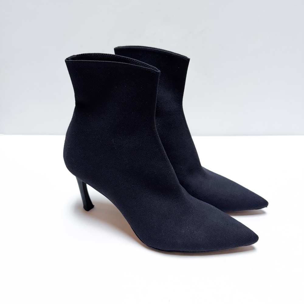 MM Lafleur Lana 3D Knit Kitten Heel Black Ankle Boots